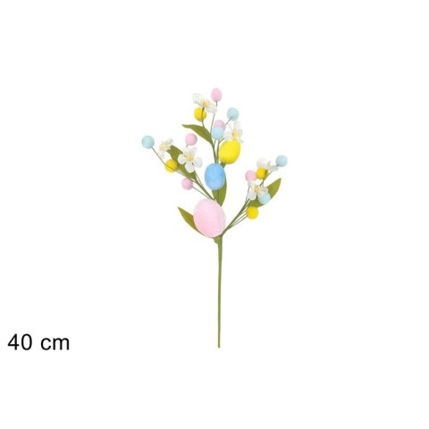 SPILLONE 40CM CON UOVA FIOCCATE E BACCHE COLORATE